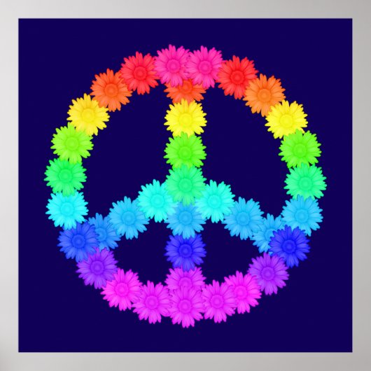 Rainbow Flower Peace Sign Poster (Voorkant)