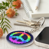 Rainbow Flower Peace Sign Sleutelhanger (Voorkant Rechts)