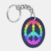 Rainbow Flower Peace Sign Sleutelhanger (Voorkant Links)