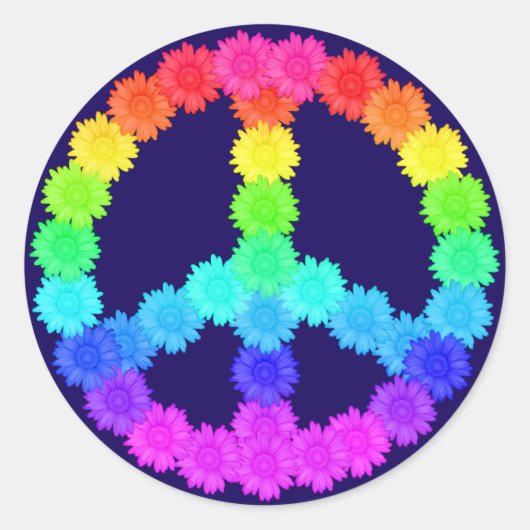 Rainbow Flower Peace Sign Sticker (Voorkant)