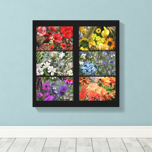 Rainbow Flower Photo Collage Canvas Afdruk (Insitu (Houten vloer))