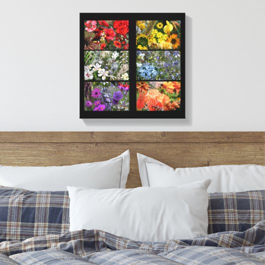 Rainbow Flower Photo Collage Canvas Afdruk (Insitu (Slaapkamer))
