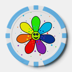 Rainbow Flower Poker Chips