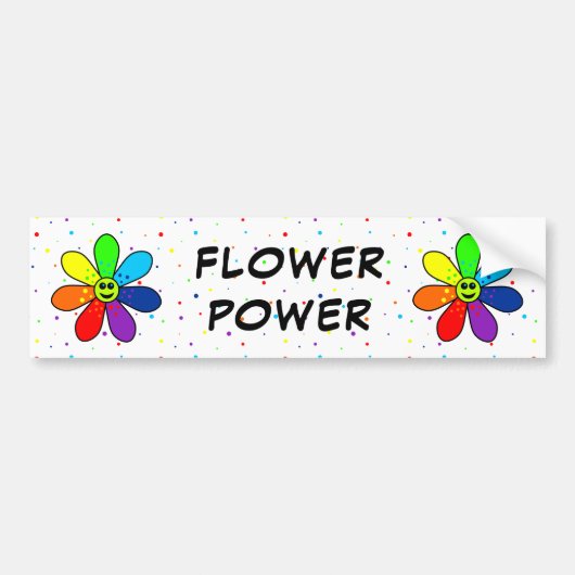 Rainbow Flower Power Bumpersticker (Voorkant)