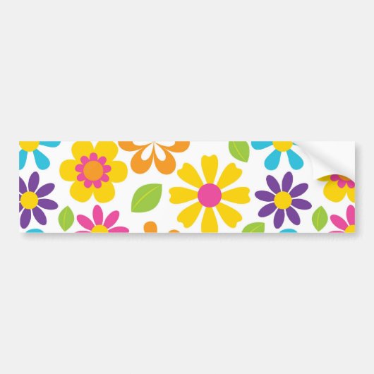 Rainbow Flower Power Hippie Retro Tiener cadeaus Bumpersticker (Voorkant)
