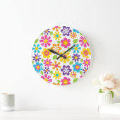Rainbow Flower Power Hippie Retro Tiener cadeaus Grote Klok (Huis)