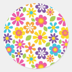 Rainbow Flower Power Hippie Retro Tiener cadeaus Ronde Sticker