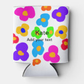 Rainbow flower pride liefde voeg naam tekst labtq  blikjeskoeler (Voorkant)