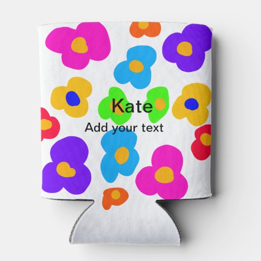 Rainbow flower pride liefde voeg naam tekst labtq  blikjeskoeler (Achterkant)