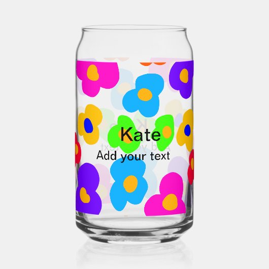 Rainbow flower pride liefde voeg naam tekst labtq blikvorm glas (Voorkant)