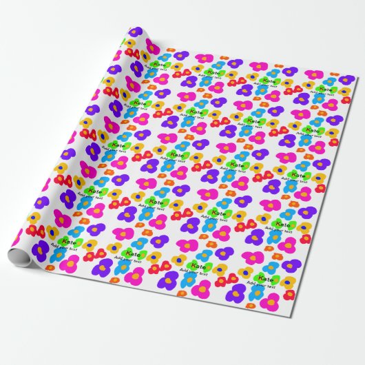Rainbow flower pride liefde voeg naam tekst labtq cadeaupapier (Uitgerold)