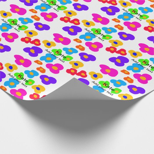 Rainbow flower pride liefde voeg naam tekst labtq  cadeaupapier (Hoek)