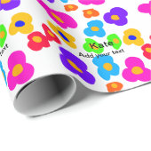 Rainbow flower pride liefde voeg naam tekst labtq cadeaupapier (Rol Hoek)