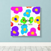 Rainbow flower pride liefde voeg naam tekst labtq canvas afdruk (Insitu (Houten vloer))