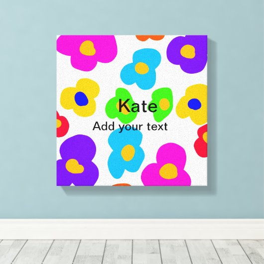 Rainbow flower pride liefde voeg naam tekst labtq  canvas afdruk (Insitu (Houten vloer))