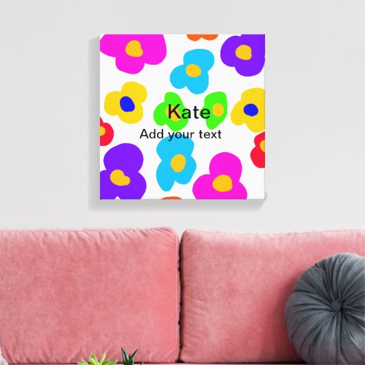 Rainbow flower pride liefde voeg naam tekst labtq canvas afdruk (Insitu (Woonkamer))