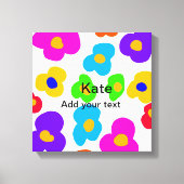 Rainbow flower pride liefde voeg naam tekst labtq canvas afdruk (Voorkant)