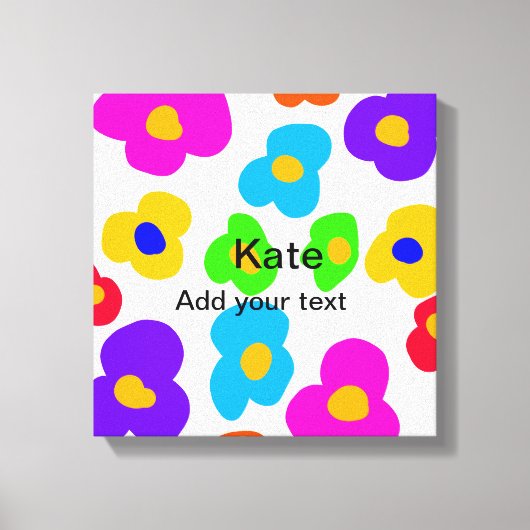 Rainbow flower pride liefde voeg naam tekst labtq canvas afdruk (Voorkant)