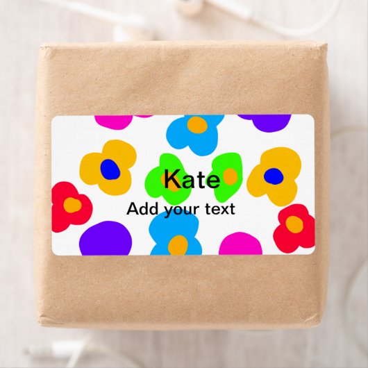 Rainbow flower pride liefde voeg naam tekst labtq  etiket (Insitu)