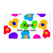 Rainbow flower pride liefde voeg naam tekst labtq  etiket (Voorkant)