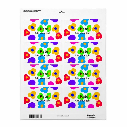 Rainbow flower pride liefde voeg naam tekst labtq  etiket (Full Sheet)