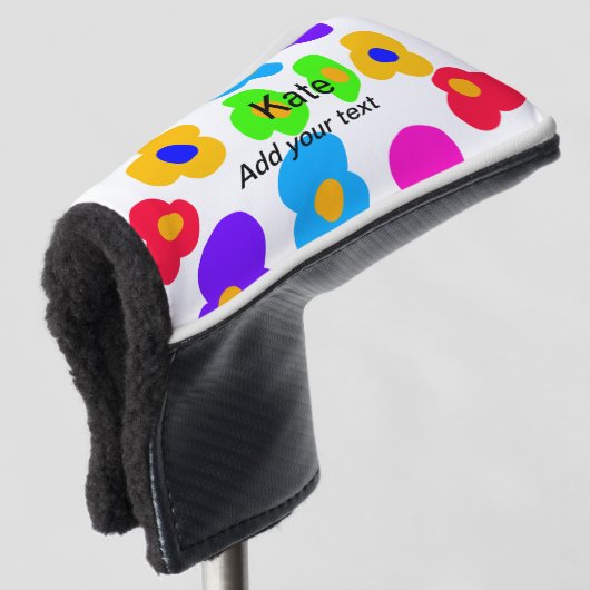 Rainbow flower pride liefde voeg naam tekst labtq golfheadcover (3/4 voorkant)