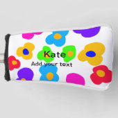 Rainbow flower pride liefde voeg naam tekst labtq golfheadcover (Voorkant)