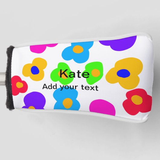 Rainbow flower pride liefde voeg naam tekst labtq golfheadcover (Voorkant)