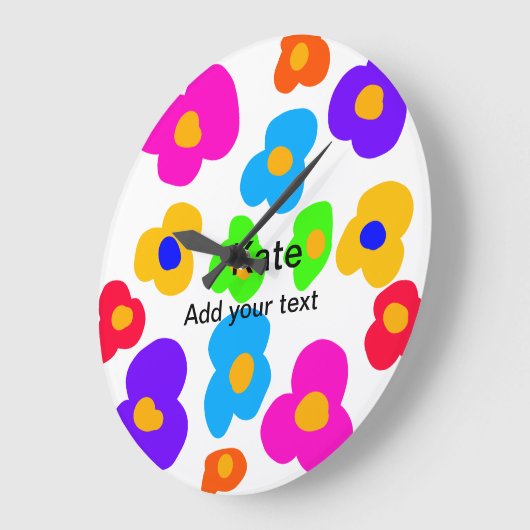 Rainbow flower pride liefde voeg naam tekst labtq grote klok (Hoek)