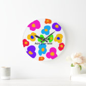 Rainbow flower pride liefde voeg naam tekst labtq grote klok (Huis)