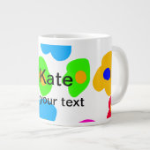 Rainbow flower pride liefde voeg naam tekst labtq  grote koffiekop (Voorkant rechts)