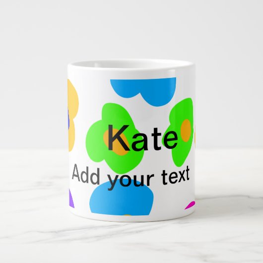 Rainbow flower pride liefde voeg naam tekst labtq  grote koffiekop (Voorkant)