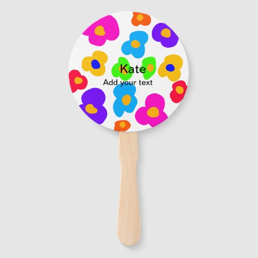 Rainbow flower pride liefde voeg naam tekst labtq  handwaaier (Voorkant)