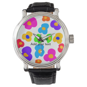 Rainbow flower pride liefde voeg naam tekst labtq  horloge