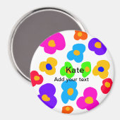 Rainbow flower pride liefde voeg naam tekst labtq  magneet (Voorkant / Achterkant)