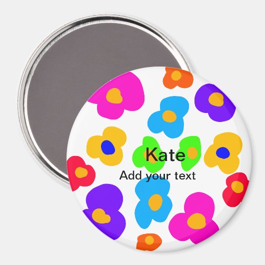 Rainbow flower pride liefde voeg naam tekst labtq  magneet (Voorkant / Achterkant)