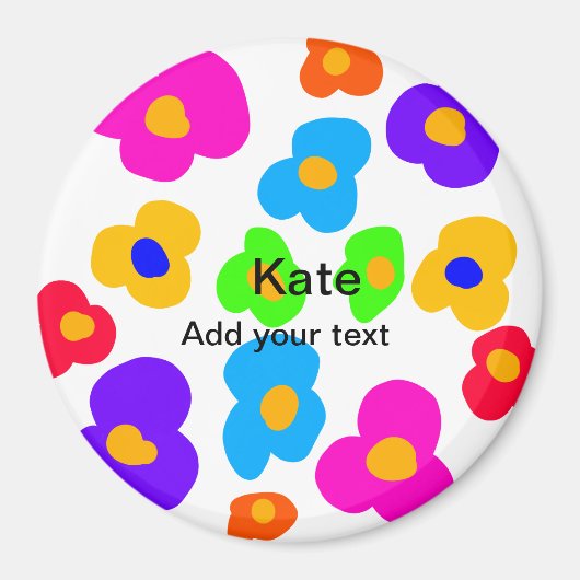 Rainbow flower pride liefde voeg naam tekst labtq  magneet (Voorkant)