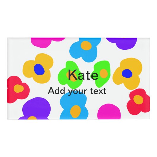 Rainbow flower pride liefde voeg naam tekst labtq  naambadge (Voorkant)