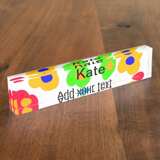 Rainbow flower pride liefde voeg naam tekst labtq  naambordje (Zijkant)