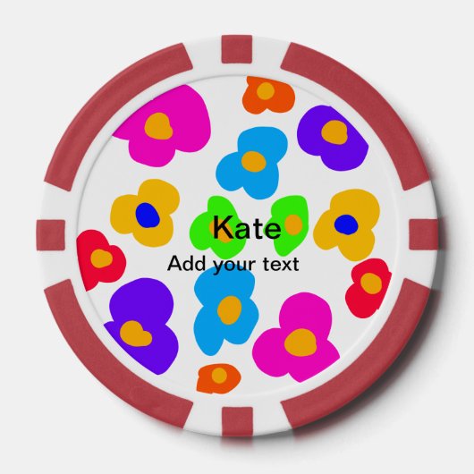 Rainbow flower pride liefde voeg naam tekst labtq  poker chips (Voorkant)