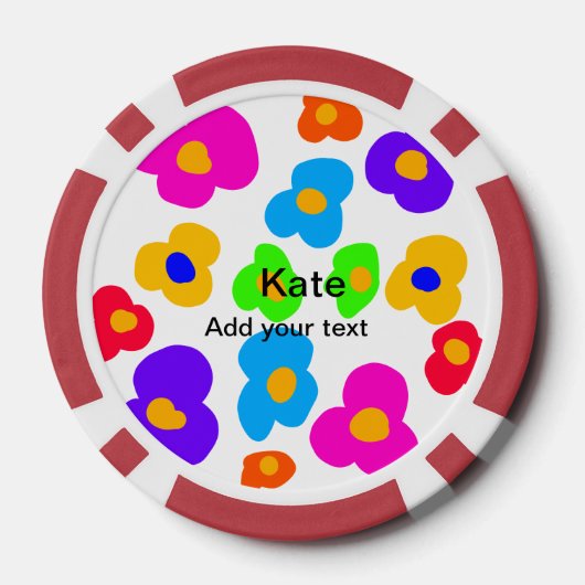 Rainbow flower pride liefde voeg naam tekst labtq  poker chips (Achterkant)