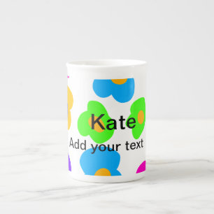 Rainbow flower pride liefde voeg naam tekst labtq  porselein kop