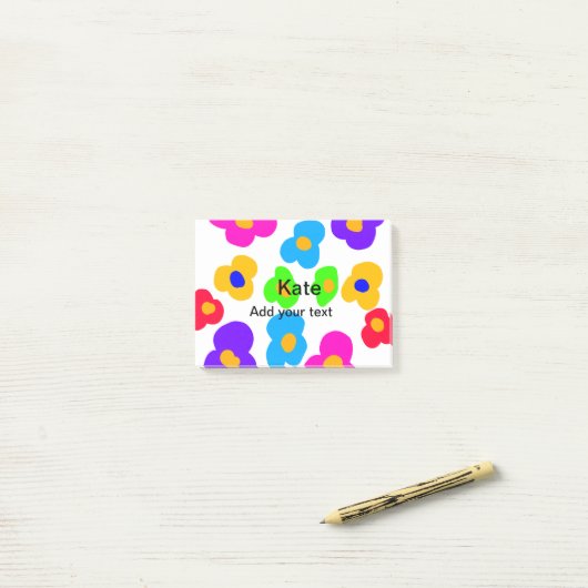 Rainbow flower pride liefde voeg naam tekst labtq post-it® notes (Op bureau)