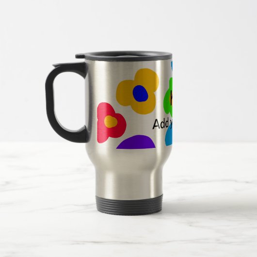 Rainbow flower pride liefde voeg naam tekst labtq  reisbeker (Links)