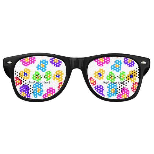 Rainbow flower pride liefde voeg naam tekst labtq retro zonnebril (Voorkant)