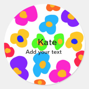 Rainbow flower pride liefde voeg naam tekst labtq ronde sticker