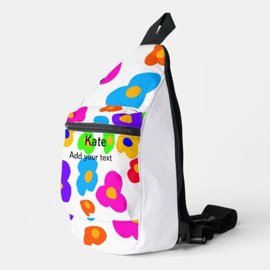 Rainbow flower pride liefde voeg naam tekst labtq  sling bag (Rechterhoek)