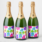 Rainbow flower pride liefde voeg naam tekst labtq sparkling wijnetiket (Flessen)