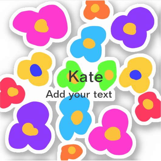 Rainbow flower pride liefde voeg naam tekst labtq sticker (Voorkant)