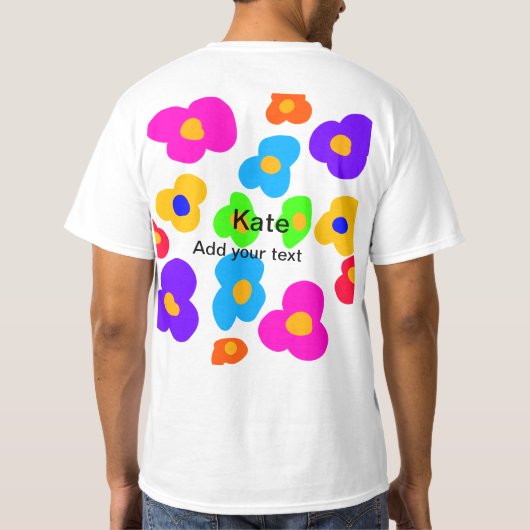 Rainbow flower pride liefde voeg naam tekst labtq  t-shirt (Achterkant)